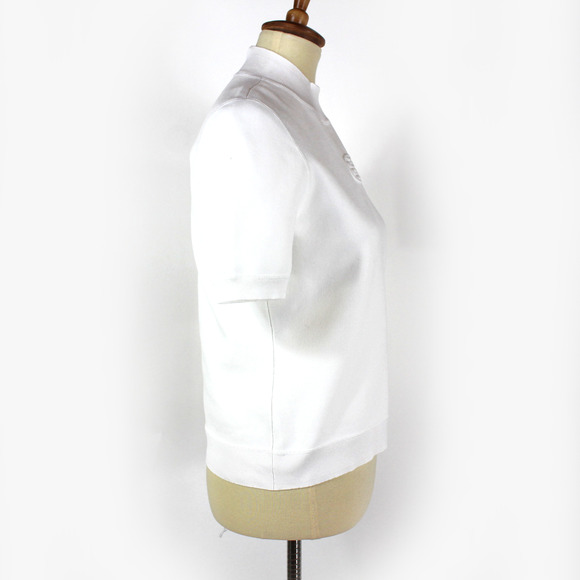 Tory Burch Logo Mock Neck Top NEW Short Sleeve Knit T Shirt Embossed Size S - Picture 3 of 8